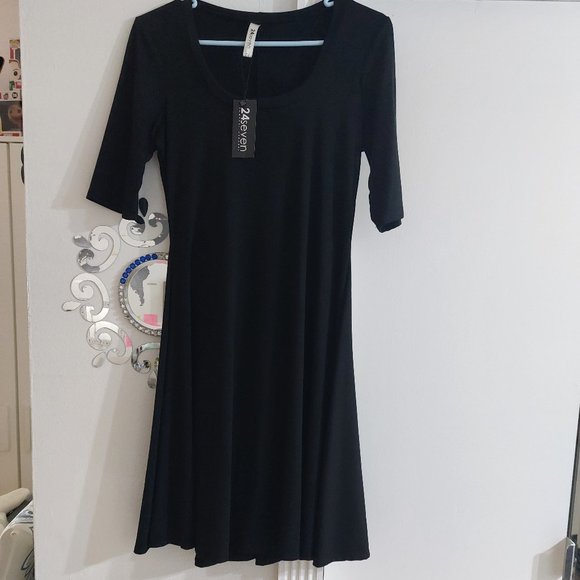 24SEVEN COMFORT APPAREL Knee Length A Line Elbow Sleeve Maternity Dress Large - Picture 3 of 9